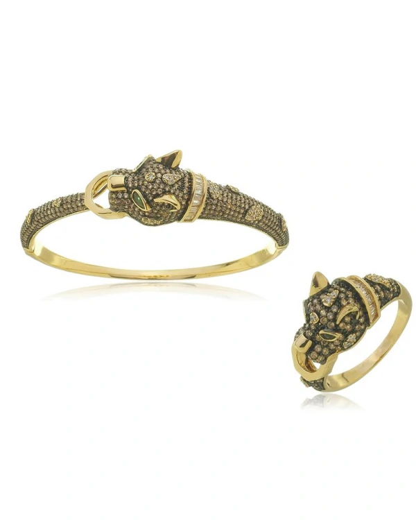 Conjunto Anel e Bracelete Pantera Luxo