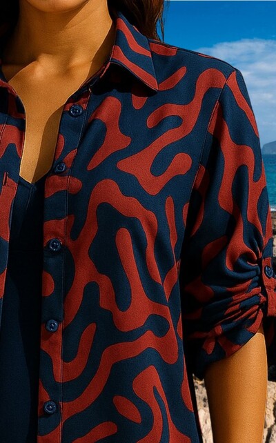 FotoCamisão abertura frontal com gola detalhe na manga,CM289