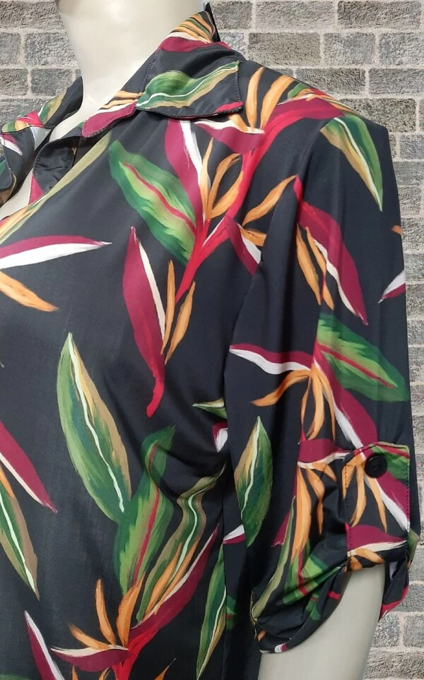 Camisão abertura frontal com gola detalhe na manga,CM299