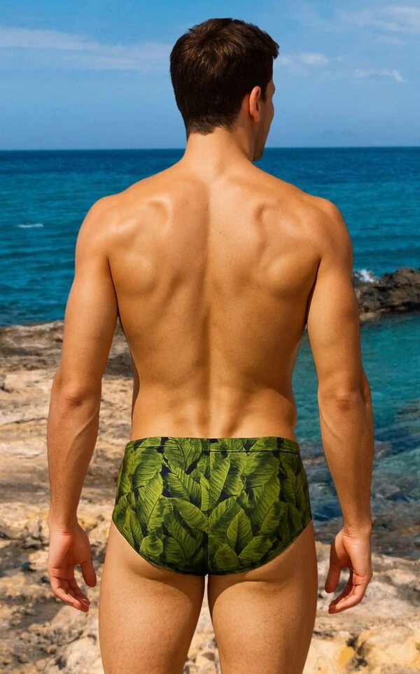 .Sunga Tradicional Folhagem Tropical