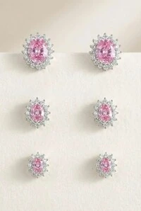 Brinco Trio Rosa Afeto