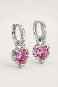 Brinco Coração Rosa Afeto