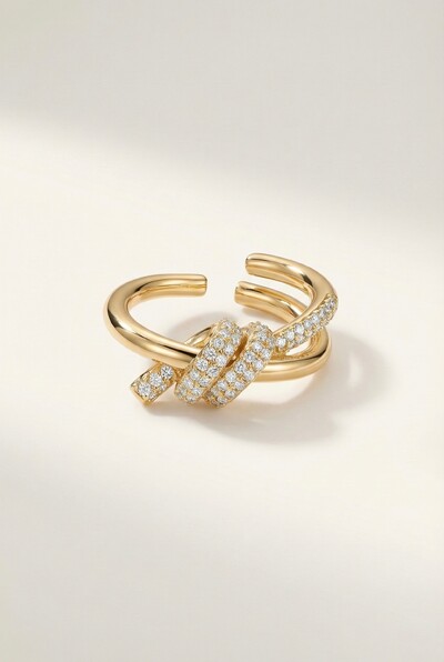 Foto Anel Nó Dourado ajustável