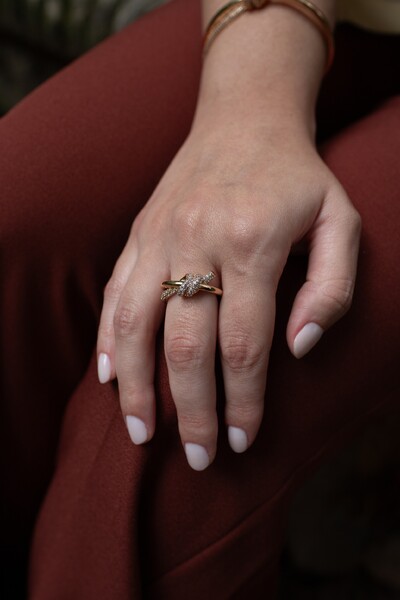 FotoAnel Nó Dourado ajustável