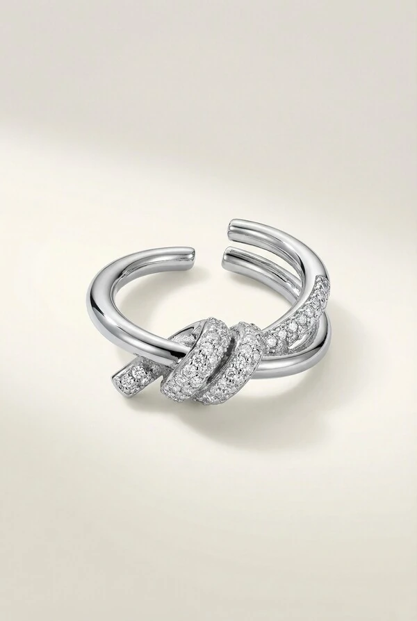 Anel Nó Prateado ajustável