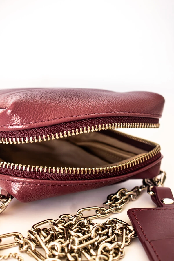 Mini Bags em Couro Legítimo com Chaveiro Porta Batom Removível