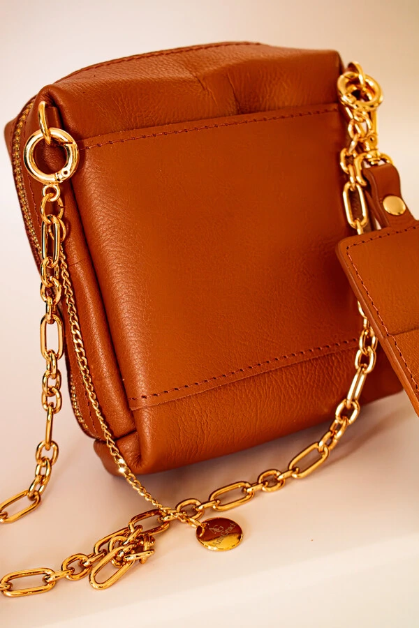 Mini Bags em Couro Legítimo com Chaveiro Porta Batom Removível