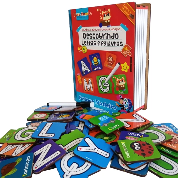 Quebra-Cabeça Escreva e Apague - Descobrindo Letras e Palavras