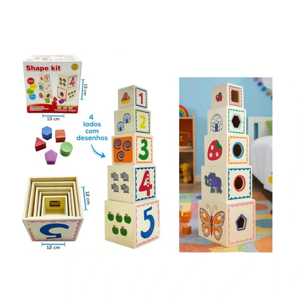 Kit 5 Blocos Educativos Com Encaixe