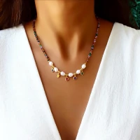 Colar com Cristal Summer e Pérola de Água Doce Natural