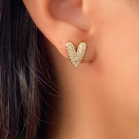 Brinco Coração com Zircônia Cristal