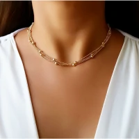 Choker 3 fileiras no banho ouro 18k