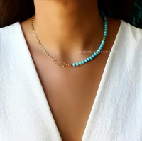 Choker/Gargantilha com Meia Pedra Howlita Turquesa