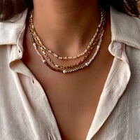 Colar Triplo com Cristal Marrome e Corrente