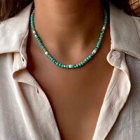 Choker/Gargantilha com Cristal Verde Água