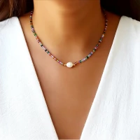 Choker Cristal Summer e Pérola de Água Doce Natural