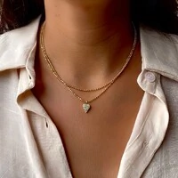 Colar Duplo Coração com Zircônia