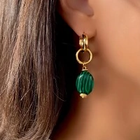 Brinco Argola Malaquita