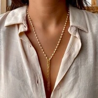 Colar Gravata Pérola com Elo