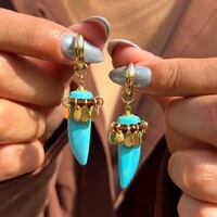 Brinco Argola Dente Turquesa