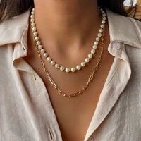 Colar Duplo Elo com Pérola