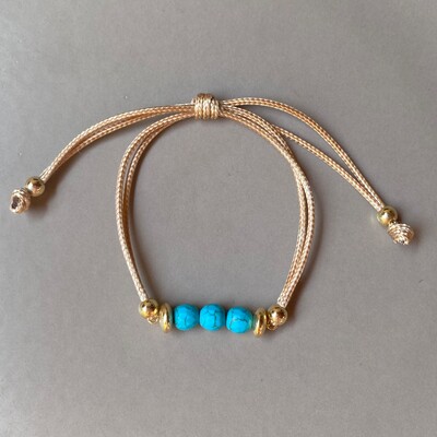 Foto Pulseira Ajustável com Pedra Jade Turquesa