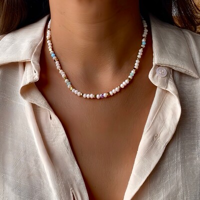 Foto Choker/Gargantilha com Cristal Pastel Color