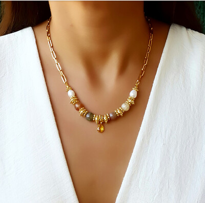 Foto Choker/Gargantilha Marrocos Agatas Indianas