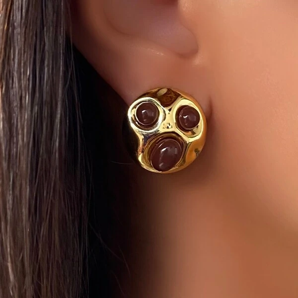 Brinco Formas Marrom Esmaltado