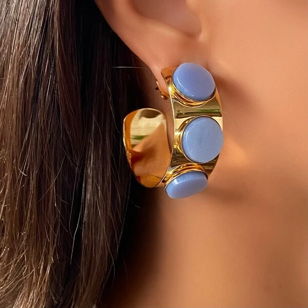 Brinco Argola Azul Celeste