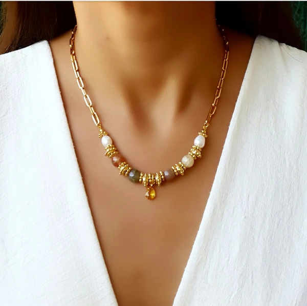 Choker/Gargantilha Marrocos Agatas Indianas