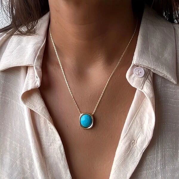 Colar com Pedra Turquesa