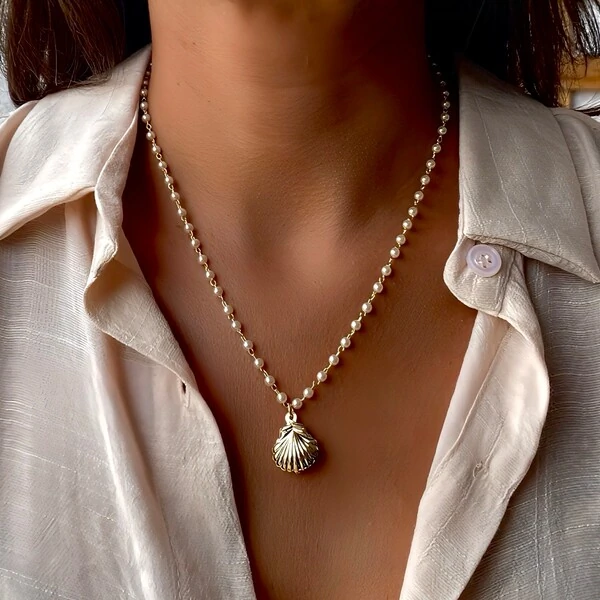 Colar El Mare Concha com Pérola Sintética