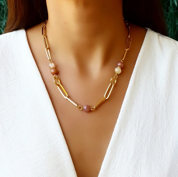 Colar Marrocos Elos com Ágata Indiana