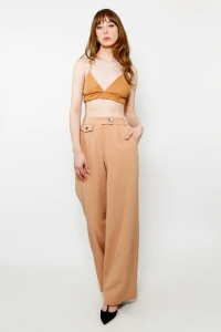 Calça Pantalona Alfaiataria Nanisca Caramelo
