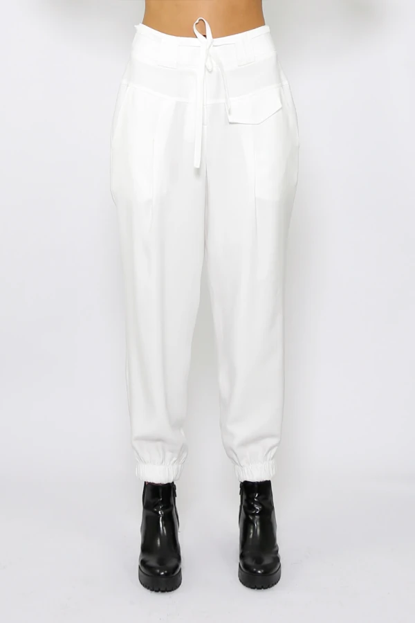 Calça Carrot de Viscose Linho Olimpia Off White