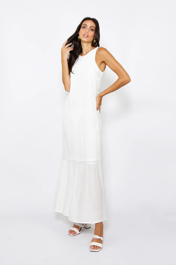 Vestido Midi Viscose Mika Off White