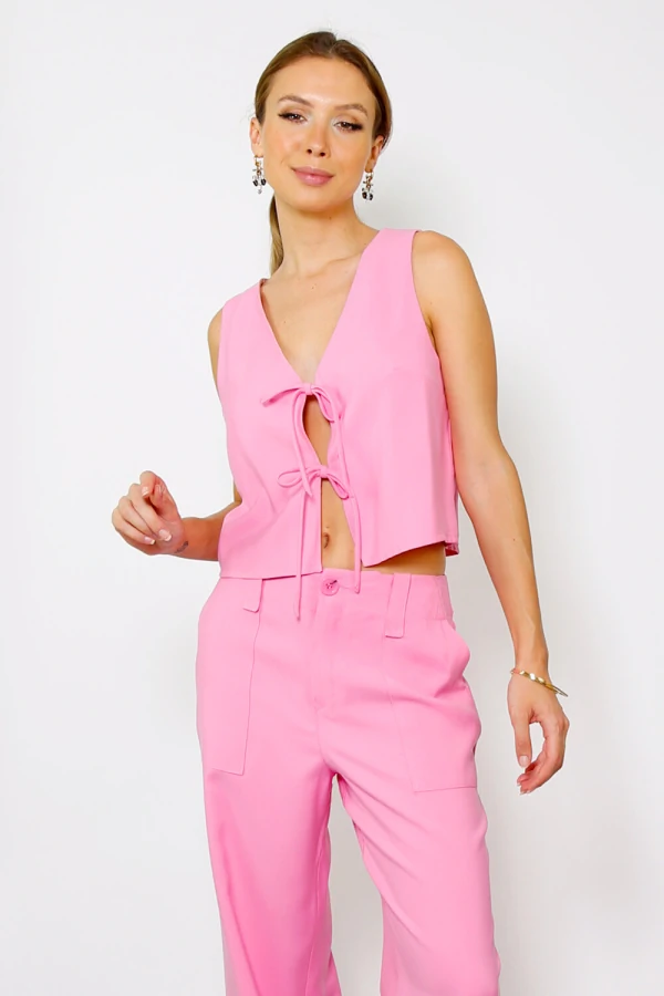 Blusa Amarração de Viscose Taylor Rosa