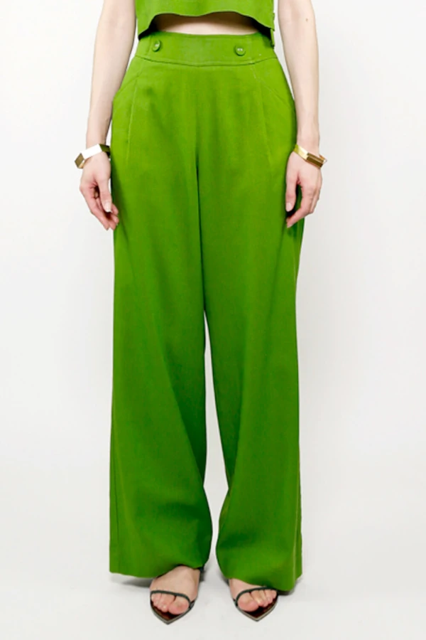 Calça Pantalona de Linho Jade Verde