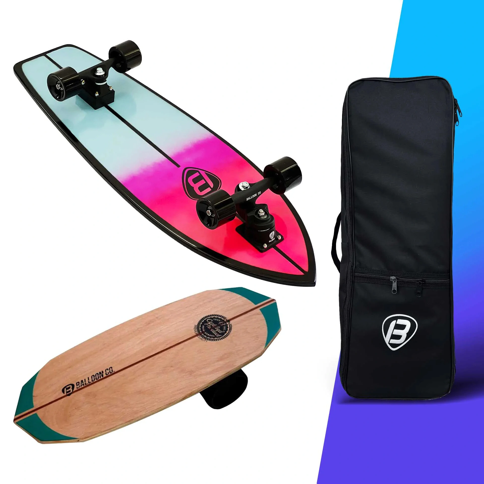 Foto Kit Skate Simulador de Surf COLOR FUN + Balance Board GREEN WOOD Freestyle| GANHE uma skatebag de Br