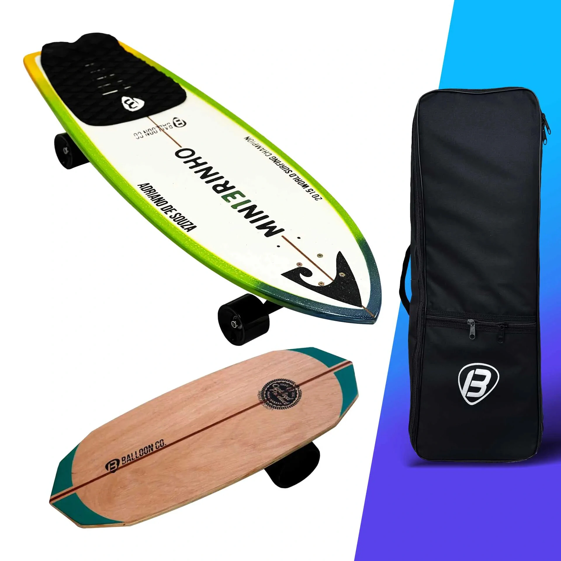 Foto Kit Skate Simulador de Surf MINEIRINHO + Balance Board GREEN WOOD Freestyle | GANHE uma skatebag de