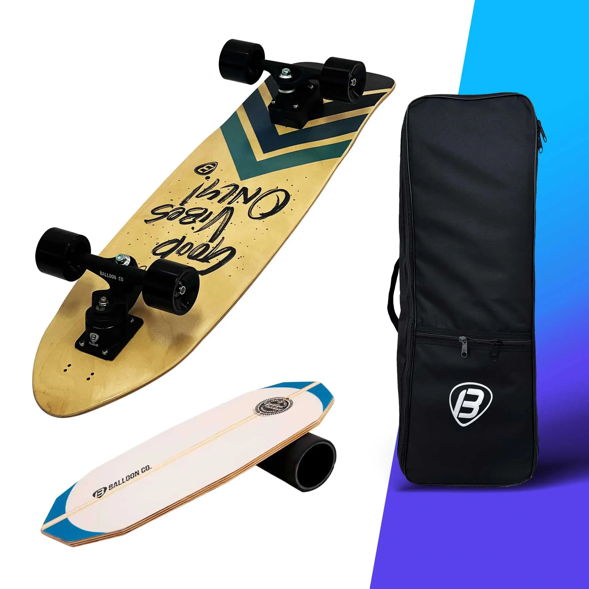 Foto Kit Simulador de Surf GOOD VIBES + Balance Board VINTAGE Freestyle| GANHE uma skatebag de brinde