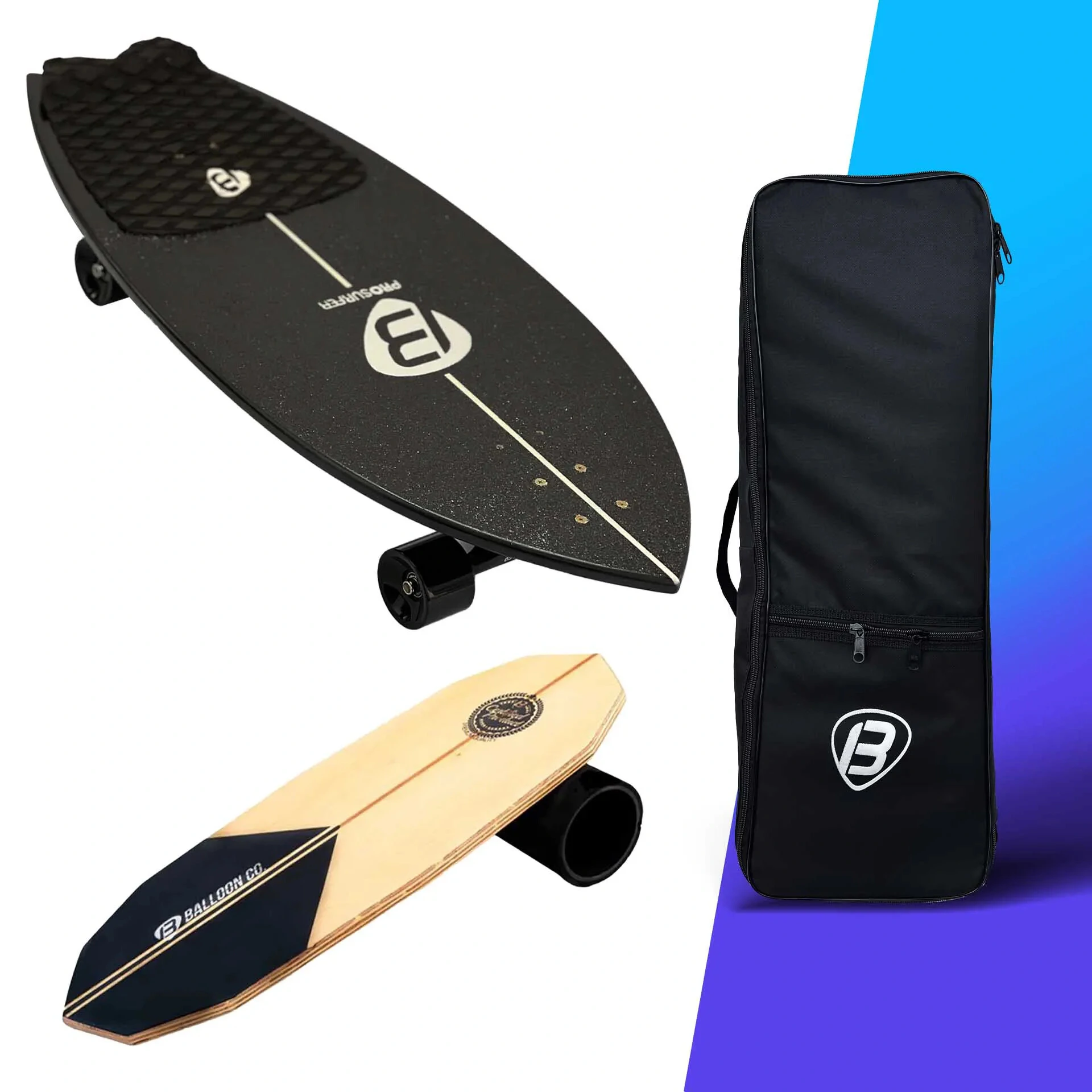Foto Kit Simulador de Surf PRO SURFER BLACK + Balance Board BLACK WOOD Freestyle| GANHE uma skatebag de b