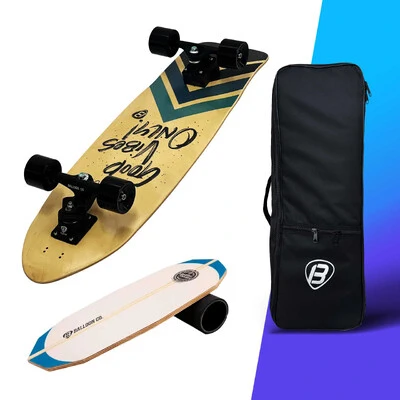 Foto Kit Simulador de Surf GOOD VIBES + Balance Board VINTAGE Freestyle| GANHE uma skatebag de brinde