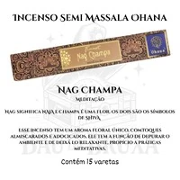 Incenso Ohana Finest Semi Massala com Queima Prolongada e Vegano - Caixa com 15 varetas de Alta Perf