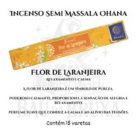 Incenso Ohana Finest Semi Massala com Queima Prolongada e Vegano - Caixa com 15 varetas de Alta Perf