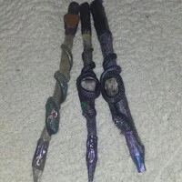 Varinha Mágica Bruxa, Fada, Bruxaria, Com Cristal e Penas ou Serpente.