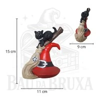 Gato sobre a Vassoura e Chapéu de Bruxa