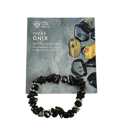 Foto Pulseira Pedra Cascalho - Ônix