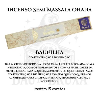 Foto Incenso Ohana Finest Semi Massala com Queima Prolongada e Vegano - Caixa com 15 varetas de Alta Perf